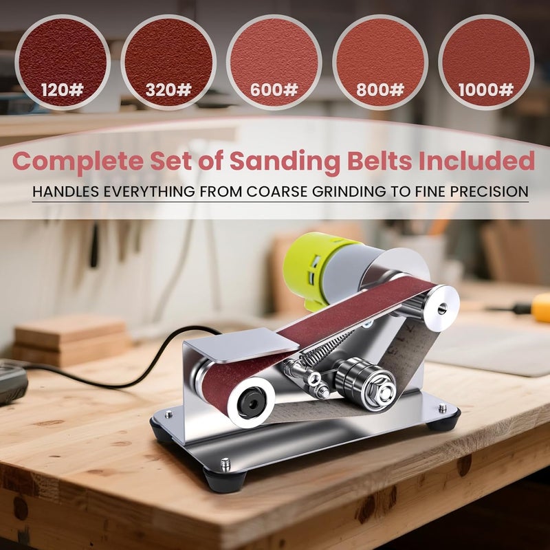 GDLIN Mini Belt Sander, 15°Electric Bench Grinder Sanding Machine, 7 Adjustable Speed Electric Knife Sharpener, Low Noise Cutter Sharpener Sander for Metal Working DIY, Woodworking, Plastic, Crafts - Image 2